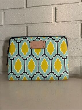 kate spade Mint Green and Yellow Geo Cabana Pattern Tablet E-Reader Sleeve